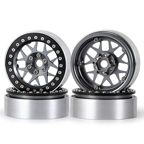 RCLIONS 4pcs Aluminum Alloy 22inch Beadlock Wheels Rims for Axial Wraith SCX10 TRX4 110th RC Rock Crawler Car Titanium - Image 1
