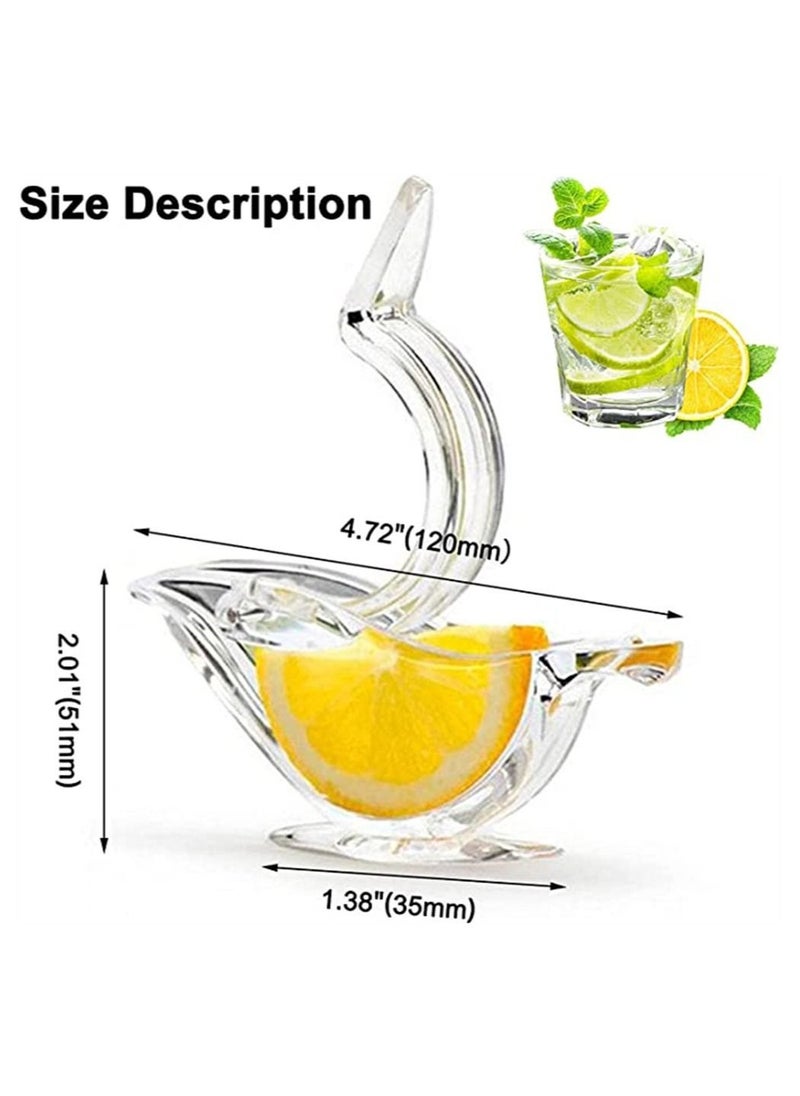 Manual Lemon Juicer, Acrylic Slice Squeezer, Portable Transparent Fruit Hand Juicer for Orange Lime Pomegranate Home Kitchen Bar Gadget (2PC)