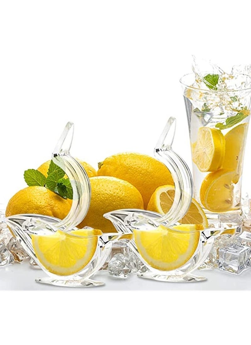 Manual Lemon Juicer, Acrylic Slice Squeezer, Portable Transparent Fruit Hand Juicer for Orange Lime Pomegranate Home Kitchen Bar Gadget (2PC)