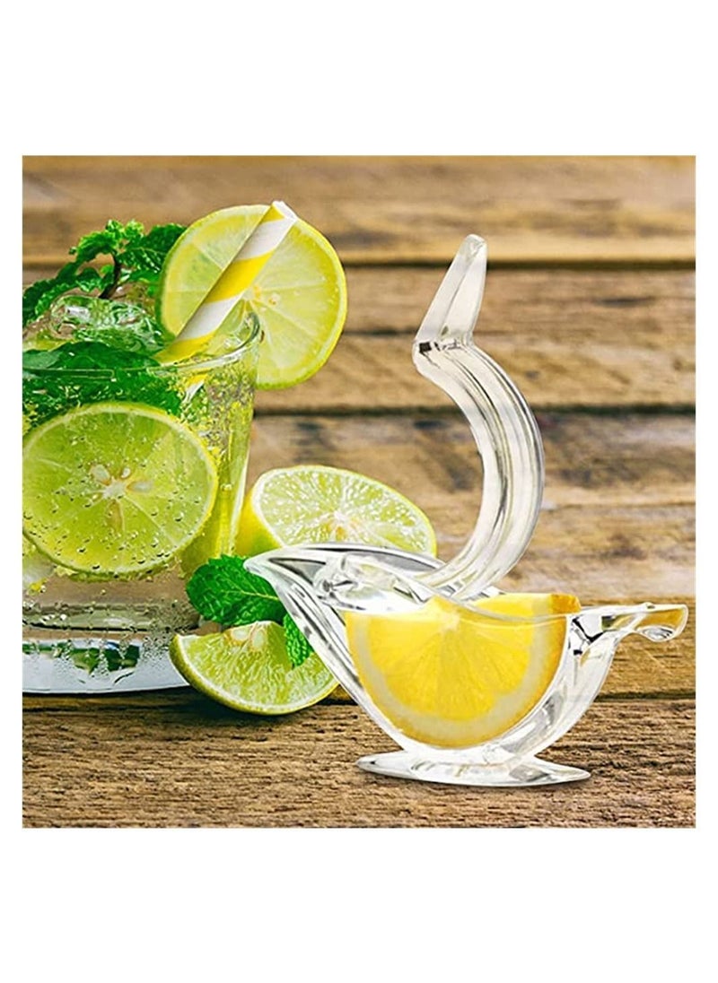 Manual Lemon Juicer, Acrylic Slice Squeezer, Portable Transparent Fruit Hand Juicer for Orange Lime Pomegranate Home Kitchen Bar Gadget (2PC)