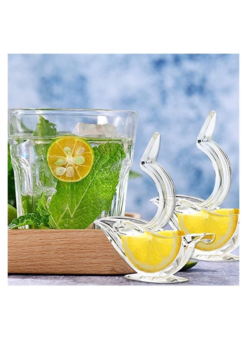 Manual Lemon Juicer, Acrylic Slice Squeezer, Portable Transparent Fruit Hand Juicer for Orange Lime Pomegranate Home Kitchen Bar Gadget (2PC)
