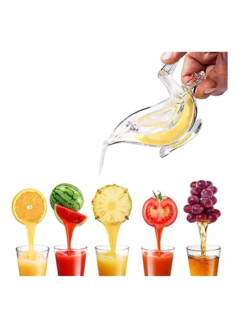 Manual Lemon Juicer, Acrylic Slice Squeezer, Portable Transparent Fruit Hand Juicer for Orange Lime Pomegranate Home Kitchen Bar Gadget (2PC)