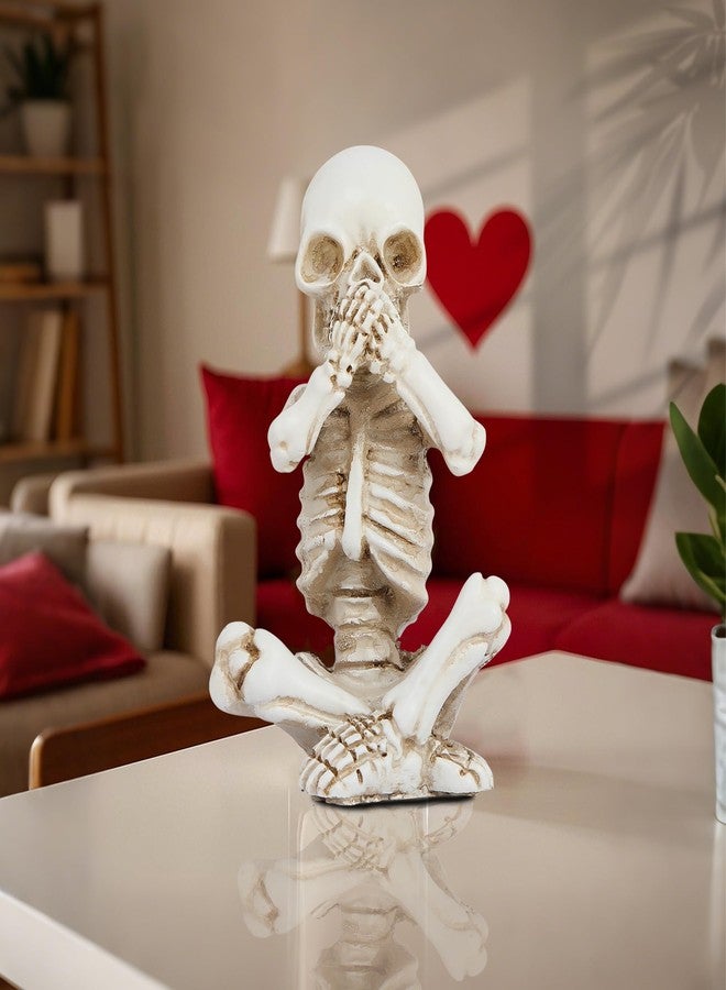 Joogour Skull Shelf Decor,Yoga Skeleton Figurine,Halloween Gothic Home Decor,Antique Silver Accent Statue,Collectible Figurines Set of 3 (White) - Image 2
