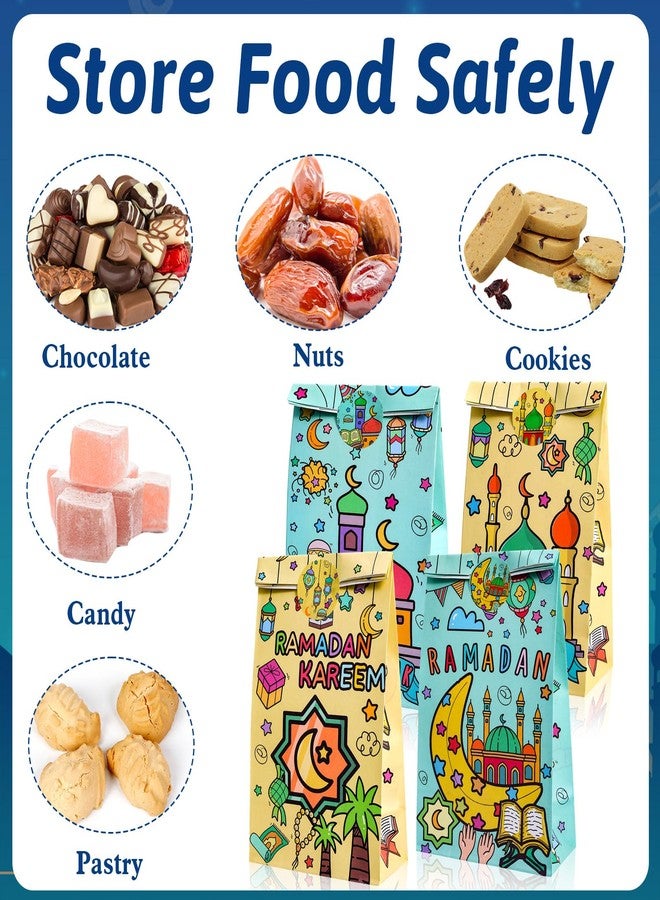 هواف أكياس هدايا عيد مبارك من هواف، 12 قطعة من أكياس هدايا العيد، أكياس حلوى رمضانية مع ملصقات العيد، أكياس هدايا ورقية رمضانية للمسلمين، لوازم حفلات عيد الفطر، أكياس هدايا ملونة لعيد مبارك - Image 3