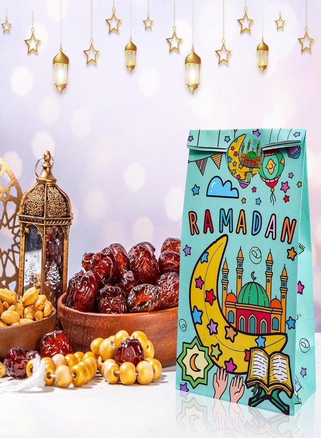 هواف أكياس هدايا عيد مبارك من هواف، 12 قطعة من أكياس هدايا العيد، أكياس حلوى رمضانية مع ملصقات العيد، أكياس هدايا ورقية رمضانية للمسلمين، لوازم حفلات عيد الفطر، أكياس هدايا ملونة لعيد مبارك - Image 4