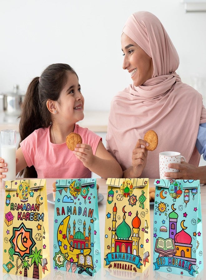 هواف أكياس هدايا عيد مبارك من هواف، 12 قطعة من أكياس هدايا العيد، أكياس حلوى رمضانية مع ملصقات العيد، أكياس هدايا ورقية رمضانية للمسلمين، لوازم حفلات عيد الفطر، أكياس هدايا ملونة لعيد مبارك - Image 5