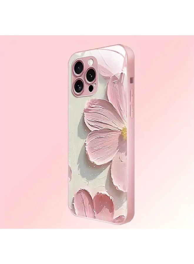 حالة زجاج مقوى بألوان مختلطة وزهور لهاتف iPhone 12 Pro Max، غطاء كامل بتصميم بسيط. - Image 5