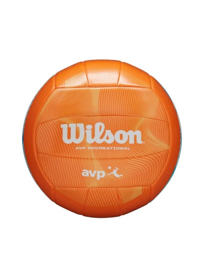 Wilson AVP Movement Recreational Volleyball – Orange/Blue Beach Volleyball, Official Size & Weight, Durable 18-Panel Machine-Sewn Construction, Butyl Rubber Bladder for Extended Air Retention, Soft Comfortable Feel for Beach, Outdoor, Training and Recreational Play - Image 1