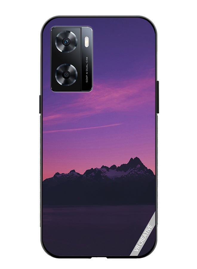 VR CREATIVE Protective Case Cover For Oppo A57/A77s Purple Mountain Design Multicolour - Image 1