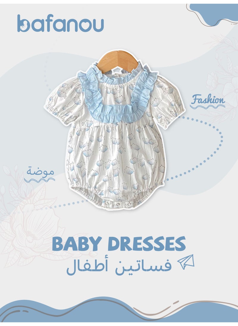 Bafanou Summer Newborn Baby Girl Print Romper Infant Floral 100% Cotton Pajamas - Image 1