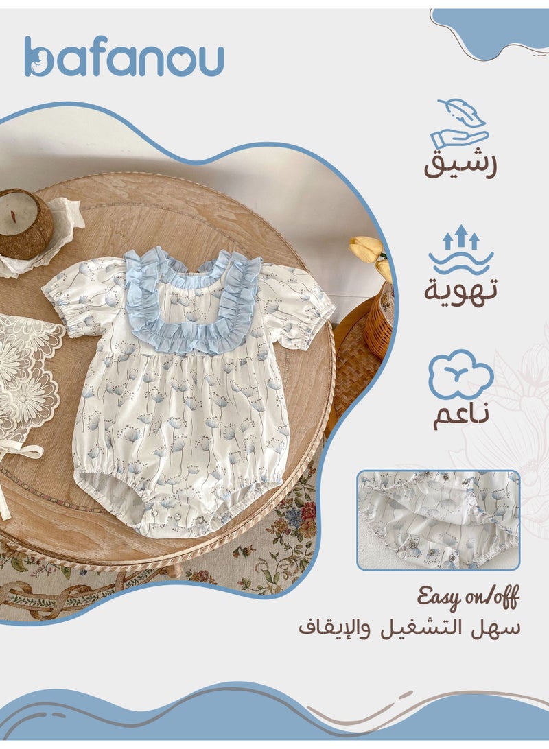 Bafanou Summer Newborn Baby Girl Print Romper Infant Floral 100% Cotton Pajamas - Image 2