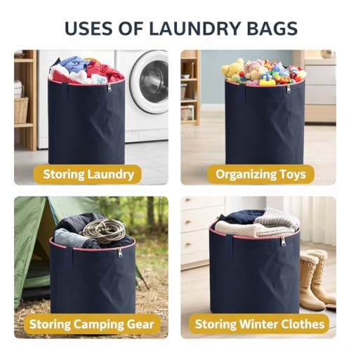 BLESS BERRIES Foldable Laundry Bag with Side Handles | Collapsible Storage Basket for Clothes Toys Blankets | Durable Fabric Home Organizer for Bedroom Bathroom Dorm Travel Use - Image 5