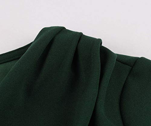 Wellwits Women's Ruched Wrap Work Cocktail Vintage Dress Christmas Green M - Image 4