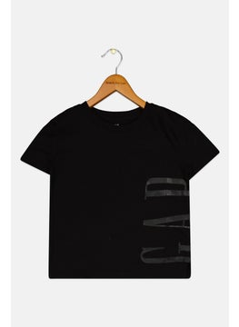 Kids Girl Brand Logo Short Sleeve T-Shirt, Black