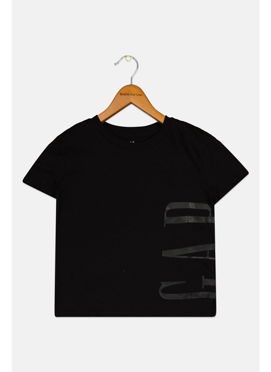 GAP - Kids Girl Brand Logo Short Sleeve T-Shirt, Black - Image 1