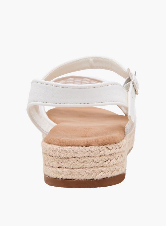 Peppermint Girls Mesh Detail Buckle Closure Espadrille Sandals - Image 4