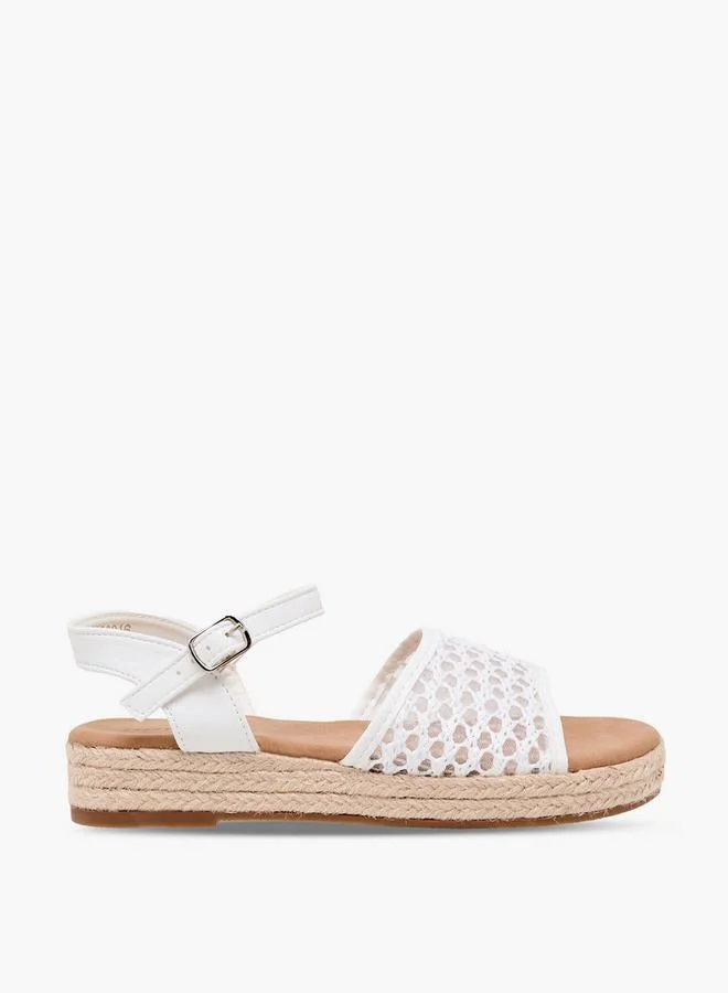 Peppermint Girls Mesh Detail Buckle Closure Espadrille Sandals
