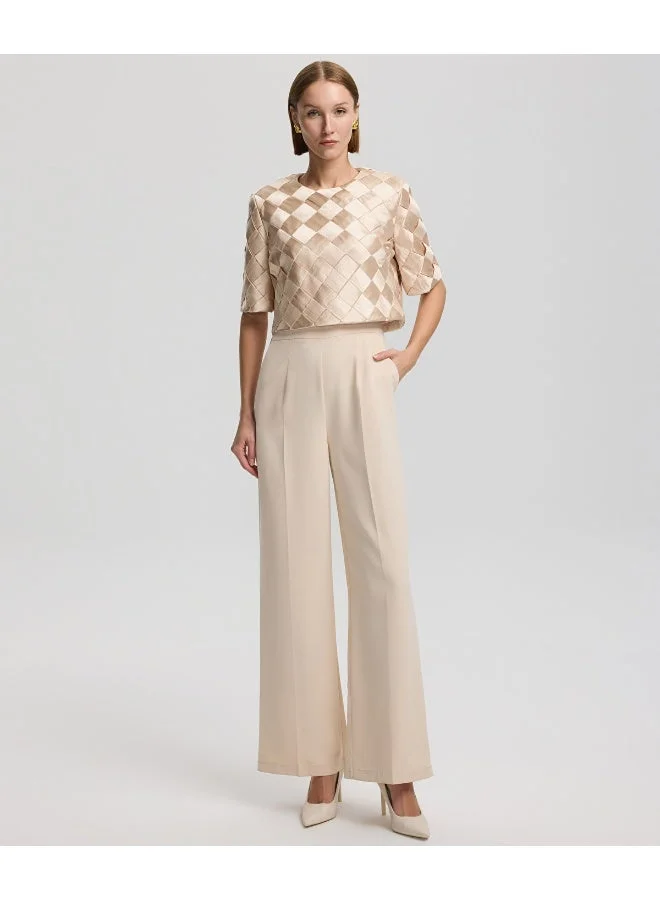 Regular Fit Contrast Textured Jumpsuit