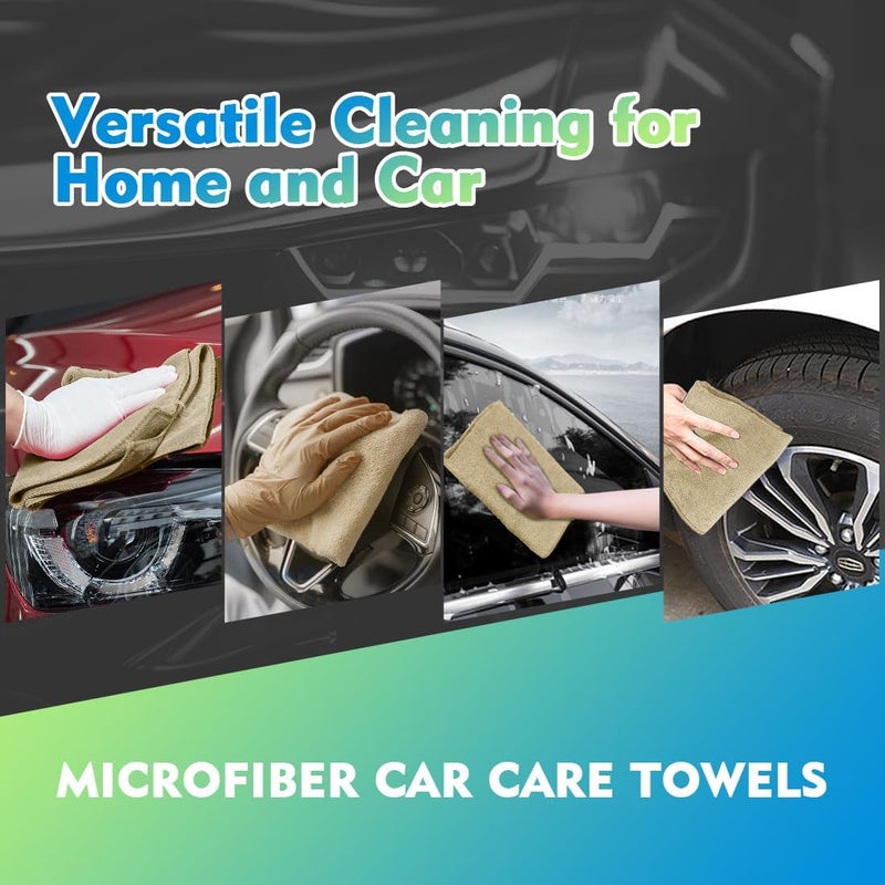 HOMEXCEL Brown Microfiber Cleaning Cloths 12 Pack, 12.5 x 12.5 inch Microfiber Towel for Cars, Ultra Absorbent Car Washing Cloth, Lint Free Streak Free Cleaning Rags for Car, Kitchen, and Window - Image 4