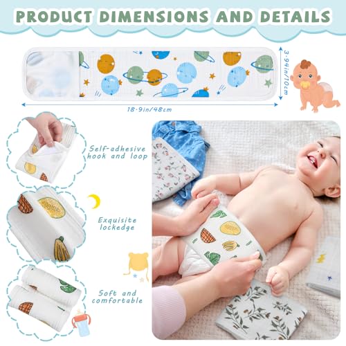 Vabean 8 Pcs Umbilical Cord Cover for Newborn Belly Button Binder for Baby Umbilical Hernia Belt Belly Band Comfort Adjustable Cotton for Newborn Protection Baby Gifts for 0 To12 MonthsLovely - Image 3