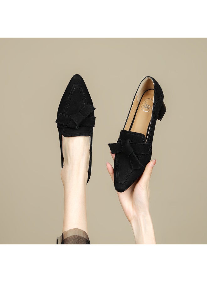 SAFIYA Lamb Leather Saturday Women's Loafers 2025 Spring/autumn Chunky Heel Pointed Toe Fashionable Dress Flats For Women - Image 4
