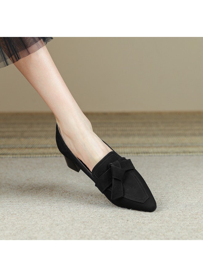 SAFIYA Lamb Leather Saturday Women's Loafers 2025 Spring/autumn Chunky Heel Pointed Toe Fashionable Dress Flats For Women - Image 5