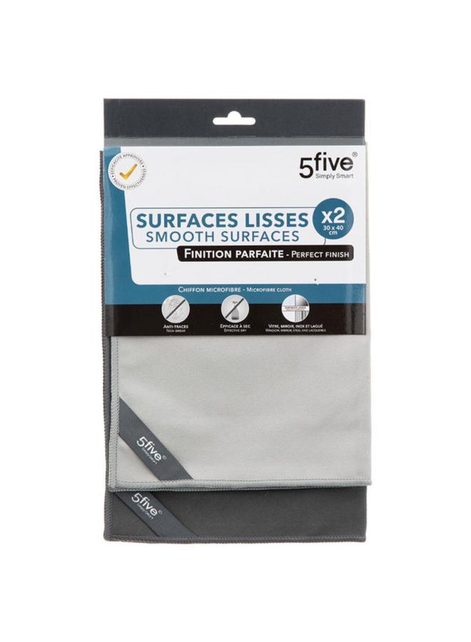 Five Simply Smart 2-Piece Smooth SurfPerfect Finish Chiffon Microfiber Cloth Set Grey 30 x 40cm 164765 - Image 1