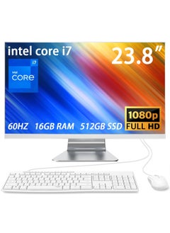 HILUKE All-in-One Desktop Computer With 23.8 Inch Full HD(1920X1080) Display IPS,Intel i7-8750H Processor/16GB RAM DDR4/512GB SSD/Windows 10 Pro/White  - Image 1