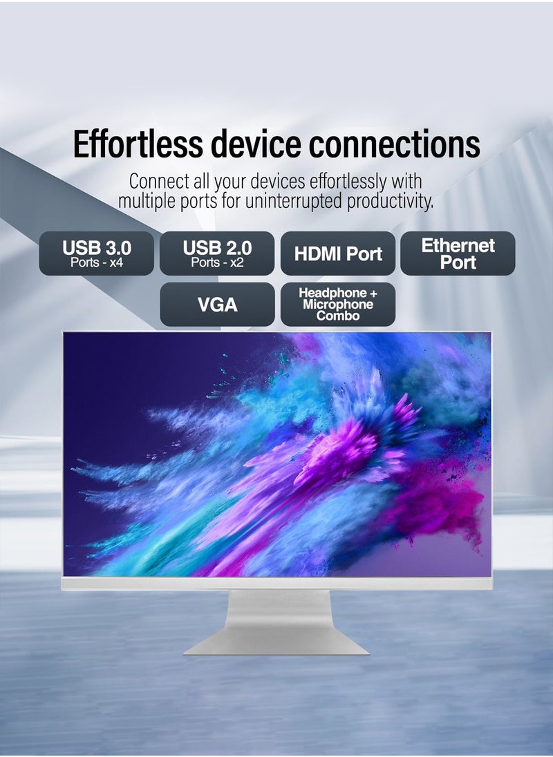 HILUKE - All-in-One Desktop Computer With 23.8 Inch Full HD(1920X1080) Display IPS,Intel i7-8750H Processor/16GB RAM DDR4/512GB SSD/Windows 10 Pro/White - Image 1