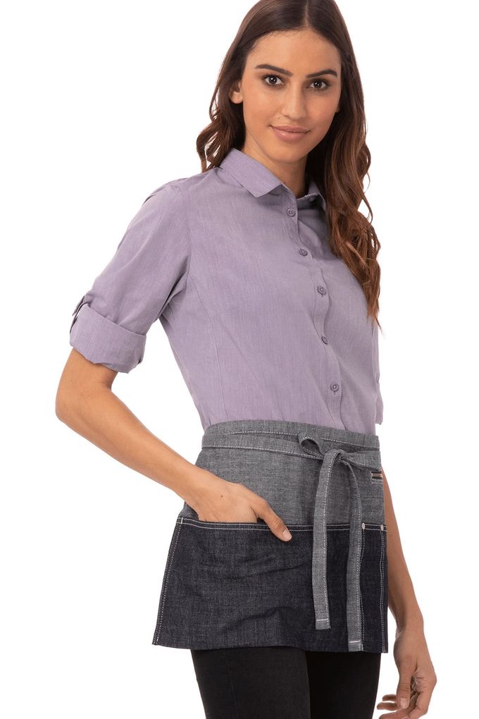 Chef Works Unisex Manhattan Waitress Apron, Indigo Blue, One Size - Image 1