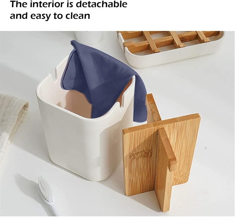 حامل فرشاة أسنان من الخيزران ، حامل فرشاة أسنان كهربائي متعدد الوظائف ، حامل معجون أسنان صديق للبيئة متين بشكل طبيعي ، حامل منظم لفرشاة الأسنان من أجل أسطح الغرور في الحمام - Image 4