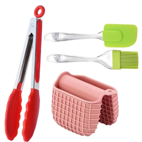 YESIKOM Silicon Spatula Oil Brush Set oven pot with 9 inch tong - Image 1