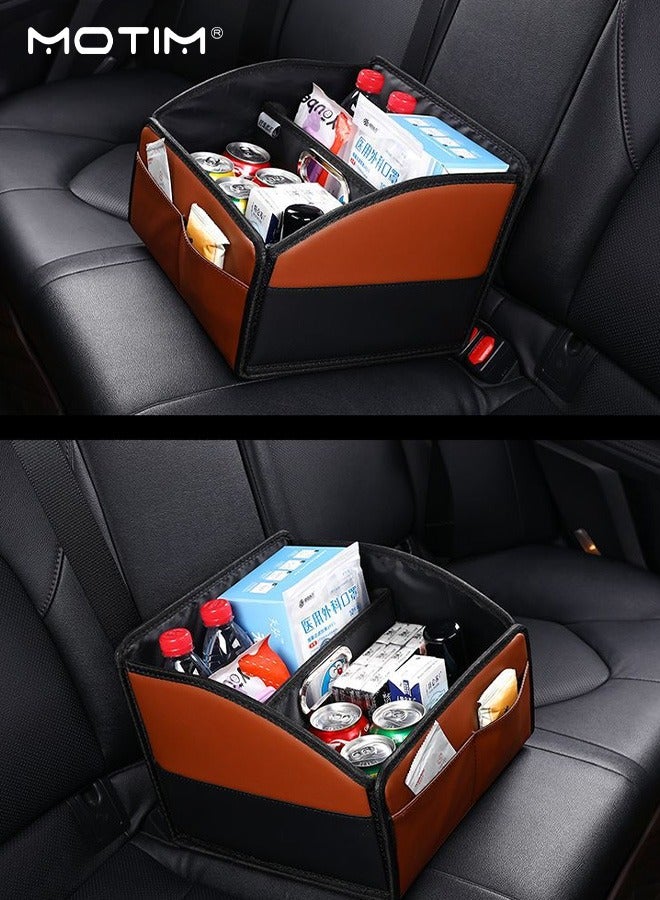Motim Foldable Car Trunk Storage Organizer 20L, Waterproof Leather Co-pilot Storage Box Cargo Organizer, Handheld Grocery Storage Bin, Can be Folded, Suitable for Organizing Tools/Snacks/Files  - Image 4