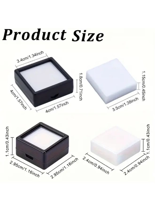 24 Pcs Black Square Jewelry Display Boxes with Transparent Lids 1.57 Inch Durable Plastic Gemstone Storage Box Stackable Organizer for Synthetic Crystals Accessories Clear Lid Visibility Jewelry Organizer - Image 5