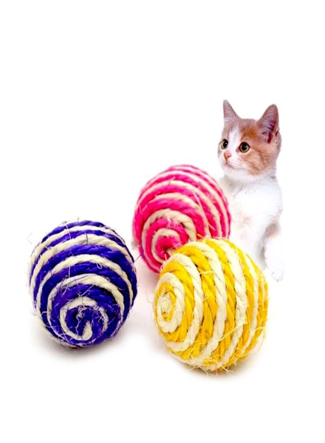 3 pieces random colors pet rope weave sisal ball interactive scratcher pet chew toys - Image 1