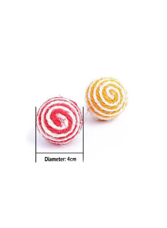 3 pieces random colors pet rope weave sisal ball interactive scratcher pet chew toys - Image 3