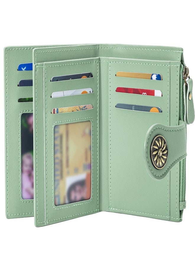 Tipmile Small Wallets Woman Leather Bifold RFID Blocking Card Holder Wallet with Zipper Coin Pocket - Image 1