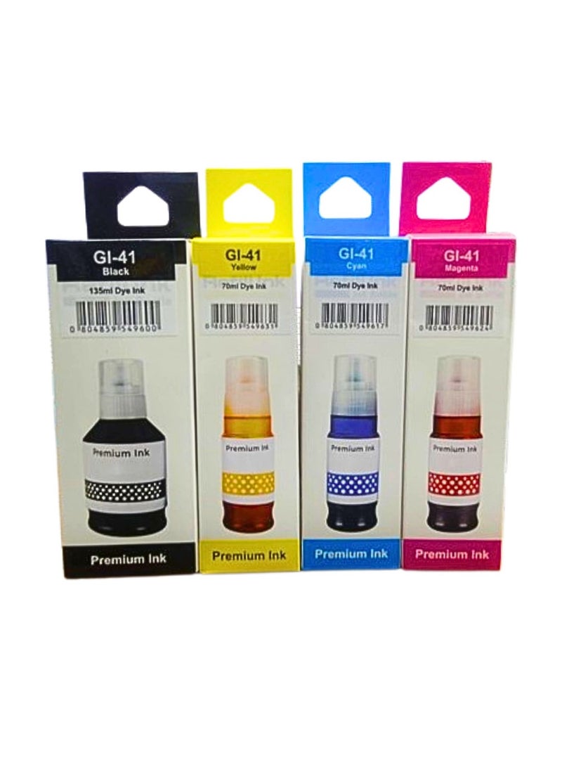 Terabyte GI-41 ink set 4-Pack (PigmentBlack Cyan Magenta Yellow) GI 41 Compatible for CANON PIXMA G1420/G2420/G2460/G3420/G3460 - Image 1