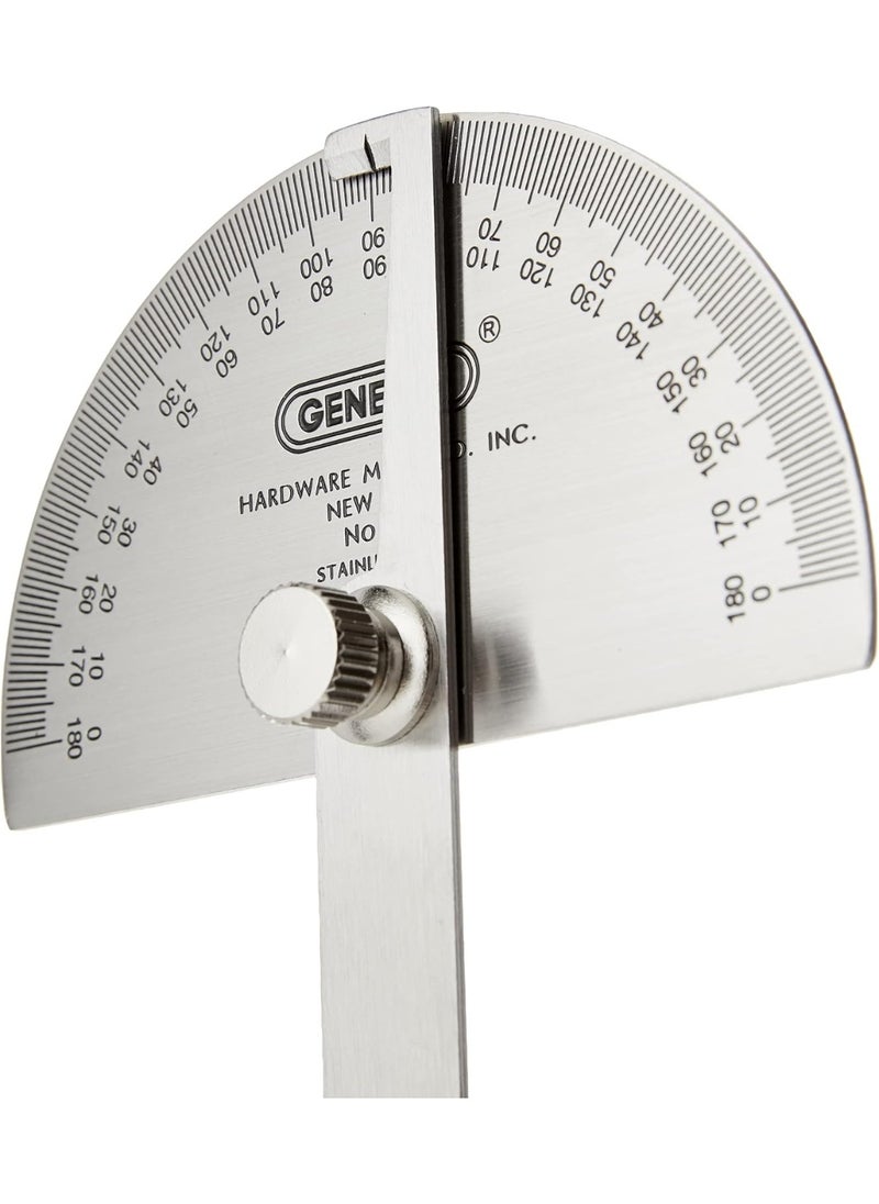 General Tools General Tools 18 Round Head Stainless Steel Angle Protractor, 0 to 180 Degrees, 6-Inch Arm  - Image 3