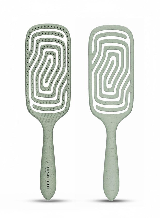 IKONIC konic Me Flexi Paddle Hair Brush IKM-3017 - Eco Concious, Flexible Maze Design, Wheat Straw & ABS Body, Scalp-Adaptive Comfort, Ion Anti-Frizz Bristles, Wet & Dry Detangling - Jade Green - Image 2