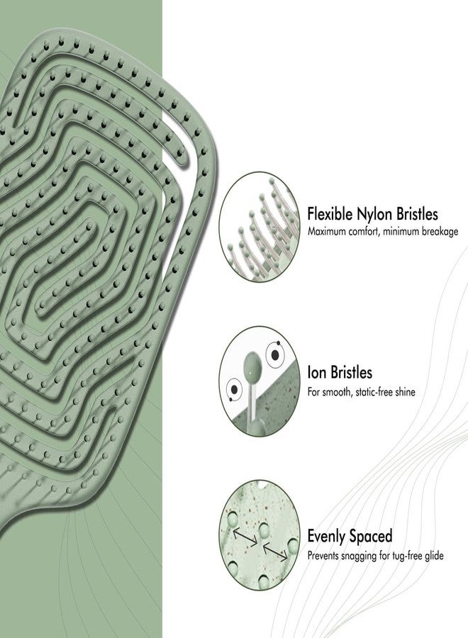 IKONIC konic Me Flexi Paddle Hair Brush IKM-3017 - Eco Concious, Flexible Maze Design, Wheat Straw & ABS Body, Scalp-Adaptive Comfort, Ion Anti-Frizz Bristles, Wet & Dry Detangling - Jade Green - Image 3