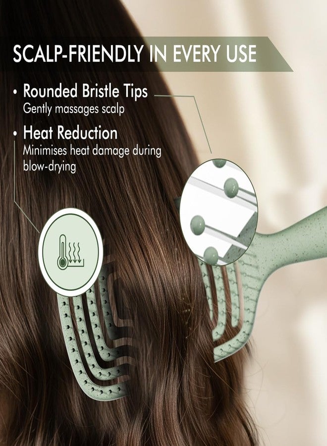 IKONIC konic Me Flexi Paddle Hair Brush IKM-3017 - Eco Concious, Flexible Maze Design, Wheat Straw & ABS Body, Scalp-Adaptive Comfort, Ion Anti-Frizz Bristles, Wet & Dry Detangling - Jade Green - Image 5