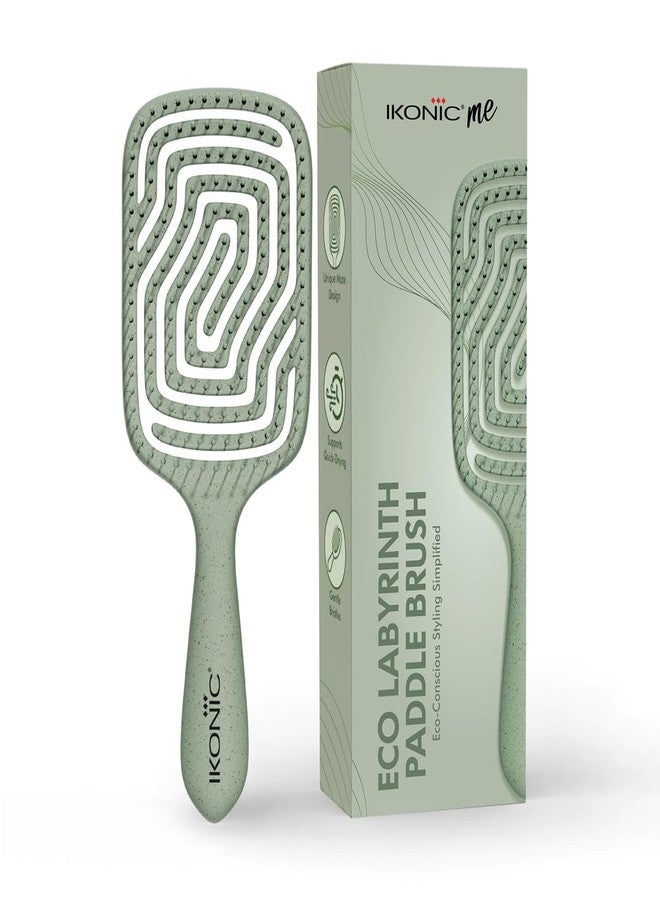 IKONIC konic Me Flexi Paddle Hair Brush IKM-3017 - Eco Concious, Flexible Maze Design, Wheat Straw & ABS Body, Scalp-Adaptive Comfort, Ion Anti-Frizz Bristles, Wet & Dry Detangling - Jade Green - Image 1
