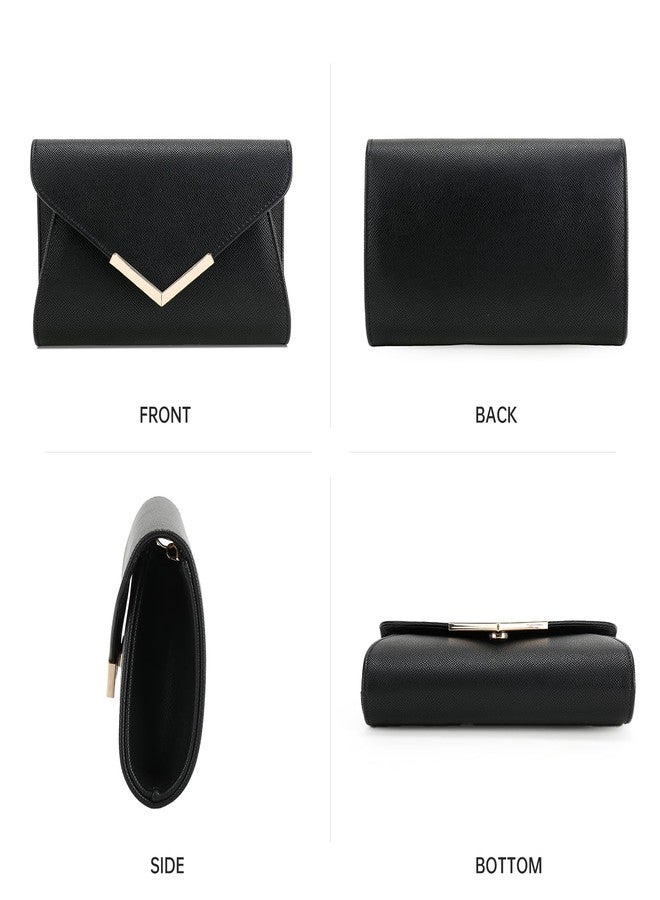 Milisente Solid Clutch Purses For Women Large Wedding Leather Purses For Ladies Evening（Embossed Black） - Image 4