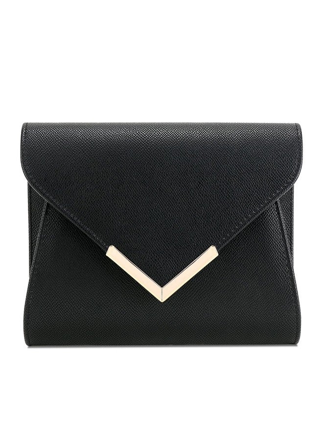 Milisente Solid Clutch Purses For Women Large Wedding Leather Purses For Ladies Evening（Embossed Black） - Image 3