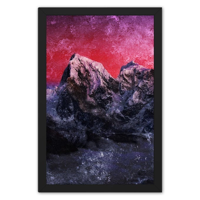 RITWIKAS ABSTRACT WALL ART PAINTING OF MOUNTAINS NIGHT VIEW WITH BLACK PHOTO FRAME FOR HOME AND OFFICE DECOR 95 X 135 IN MULTICOLORED SET OF 1