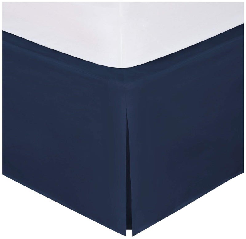 Linen Plus Queen Size Luxury Tailored Bed Skirt 14 Drop Pleated Styling Dust Ruffled Solid Navy Blue New