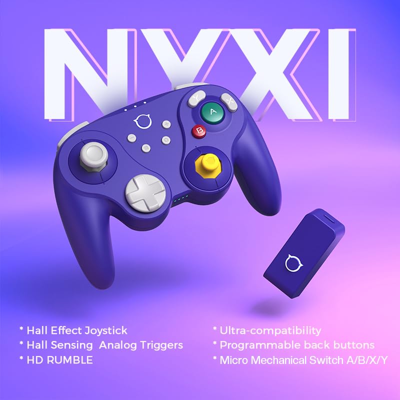 NYXI Warrior GameCube Controller for Switch/Switch 2/NGC/Wii/PC, Wireless Switch Pro Controller with Hall Effect Joysticks/Trigger, Mechanical Switch A/B/X/Y, HD Rumble, 6-Axis Gyro,Programmable - Image 2