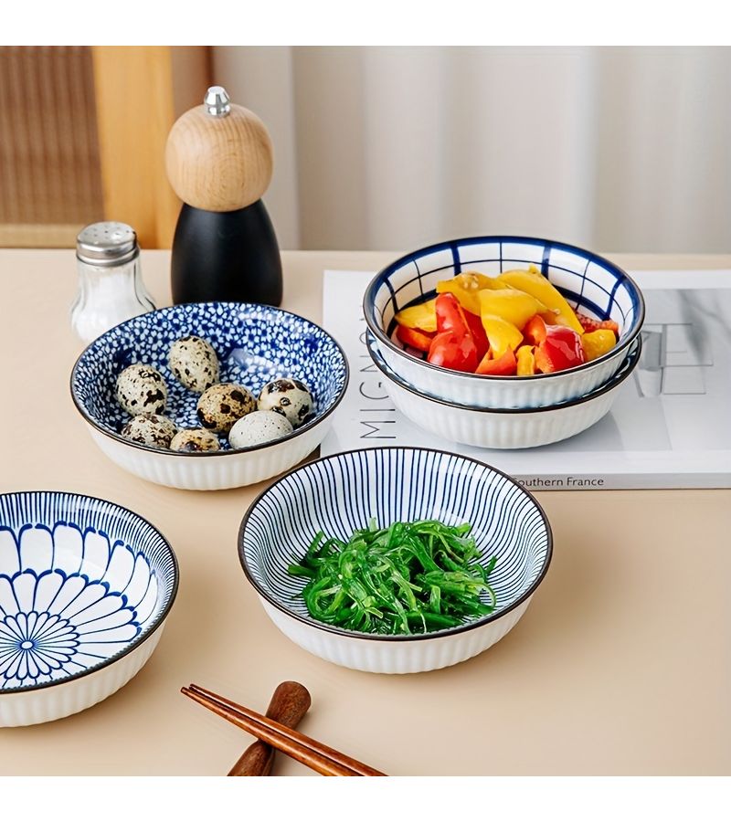 4 Pcs Hand-Made Ceramic Underglaze Color 5.25 Inch Snack Plate Set - Image 5