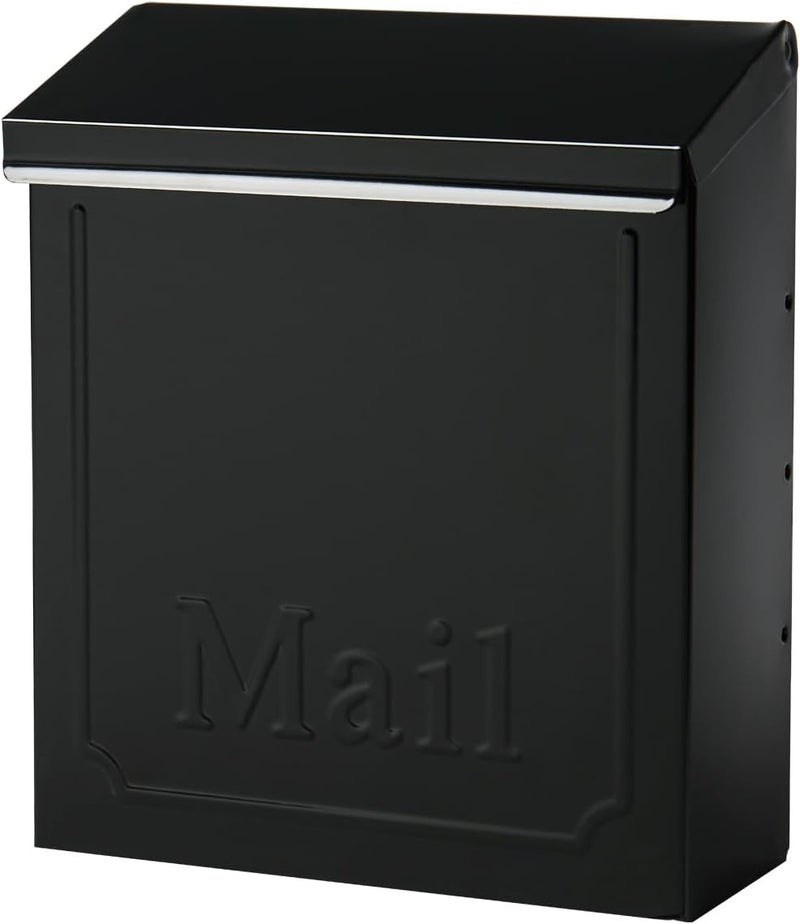 ARCHITECTURAL MAILBOXES Townhouse Vertical Small Capacity, Galvanized Steel Wall Mount Mailbox, 4.1 x 8.6 x 10.1 inches, Black - Image 1